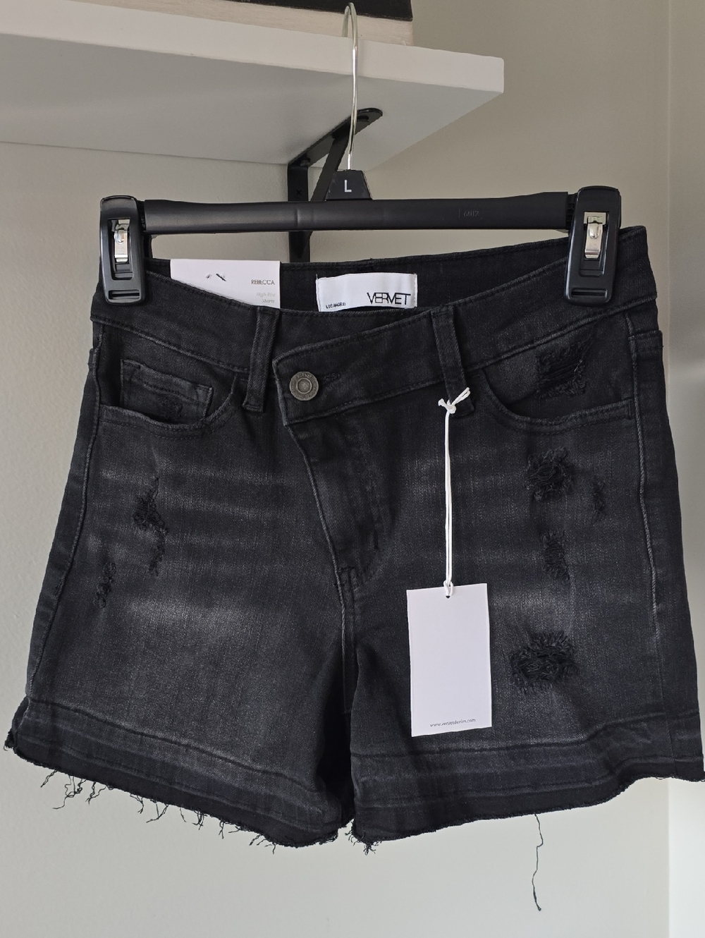 Vervet Black Distressed Denim Shorts